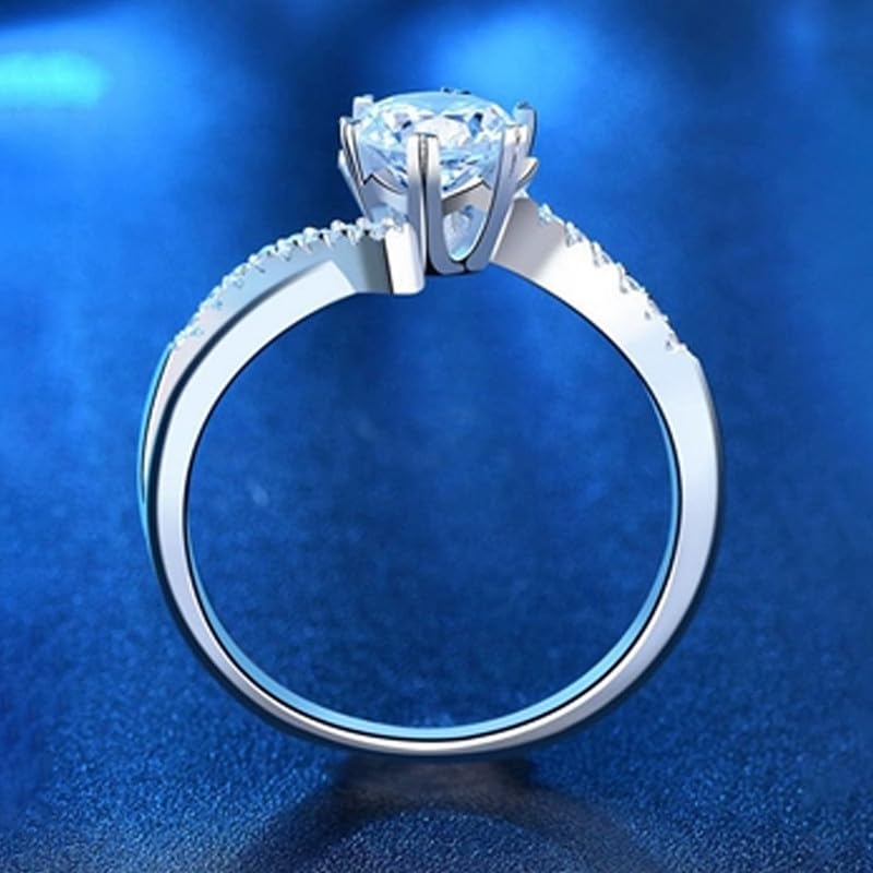 1 Karat Verlobungsring Damen Gold 9K/14K/18K Namensring Gravur Damen mit Zirkon Personalisierte Ringe Diamond Ring Familieringe Mit Wunschnamen Gravur Geschenk für Frauen mit CZ
