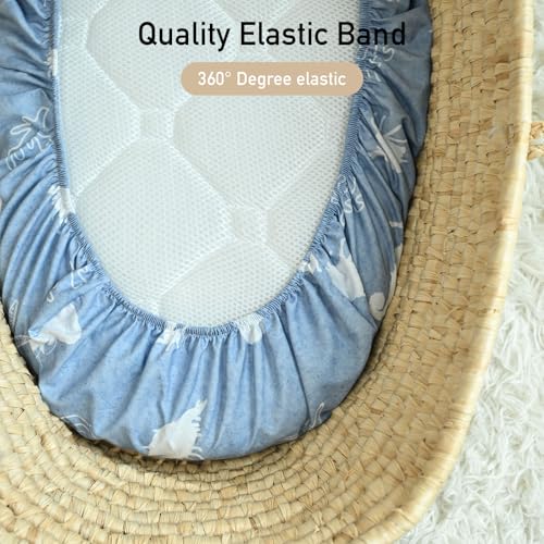 Image of Gllquen Baby Bassinet Sheets 4 Pack, Breathable Cozy Fitted Mattress Sheet | 32 inchx16 inch Soft Baby Sheets for Boys Girls, Compatible with Halo, Snoo, Uppababy, Universal fitted,Baby Gift,