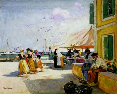 Peinture sur toile Quai de Kerity pour habiller un mur vide