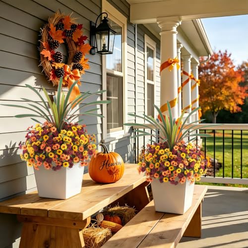 Image of Artificial Fall Flowers Fake Mums Plants for Outdoors Decoration