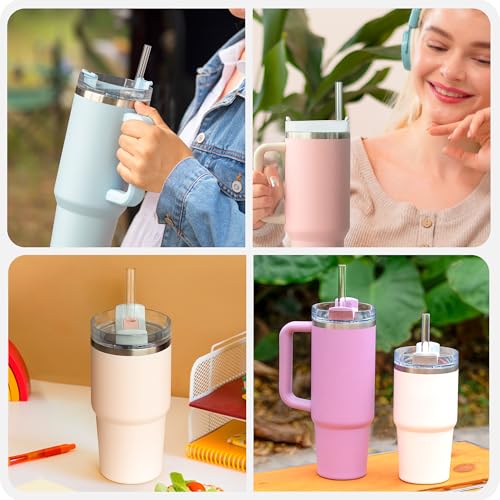 Image of Straw Replacement For Stanley Cup 14 oz & 20 oz Tumblers, Clear Reusable Straws For STANLEY Quencher H2.0 Straw Lid Tumblers,Also Fit Other Brands 12 oz-20oz Tumbler Cups,Hard Plastic BPA Free 4 pack