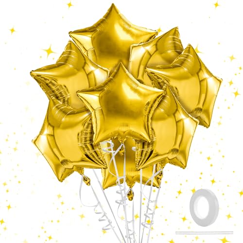 Image of Star Balloons, 18 Inch Foil Balloons, 10 PCS Star Balloons Foil, Gold Star Foil Balloons Set Mylar Balloons Gold Balloons Star for Graduation Birthday Party Wedding Baby Shower New Year Decorations