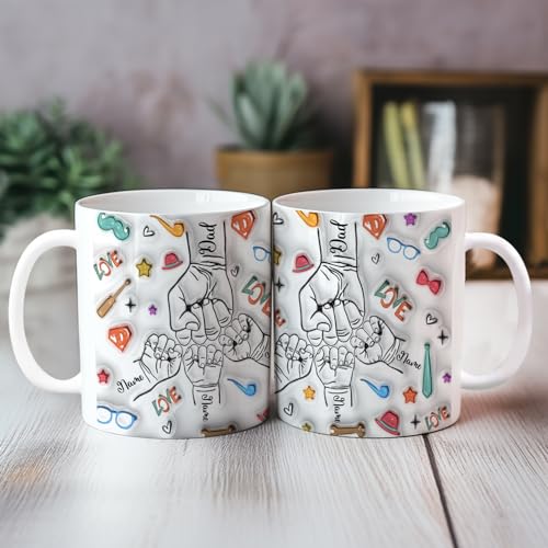 Consejos para Comprar dia del padre taza para comprar online. 46 Taza Personalizada Con Golpes De PUño En 3D Para Papá Con Nombres De Niños, Plantilla Personalizada De Taza Con Golpe De PUño Para Papá De 11 Oz, Taza Para Papá, Tazas De...