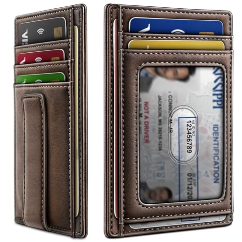 BULLIANT Men Wallet,Slim Leather Wallet Money Clip Card Hodler For Men Gift 8 Cards RFID Blocking