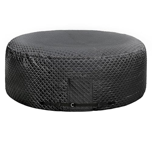 YUJHON Thermal Insulated Hot Tub Cover-185cm x71cm Full Coverage Round Waterproof Hot Tub Spa Protector with Quick Access Velcro Closure Door Energy Efficient UV Resistant Universal Fit Black