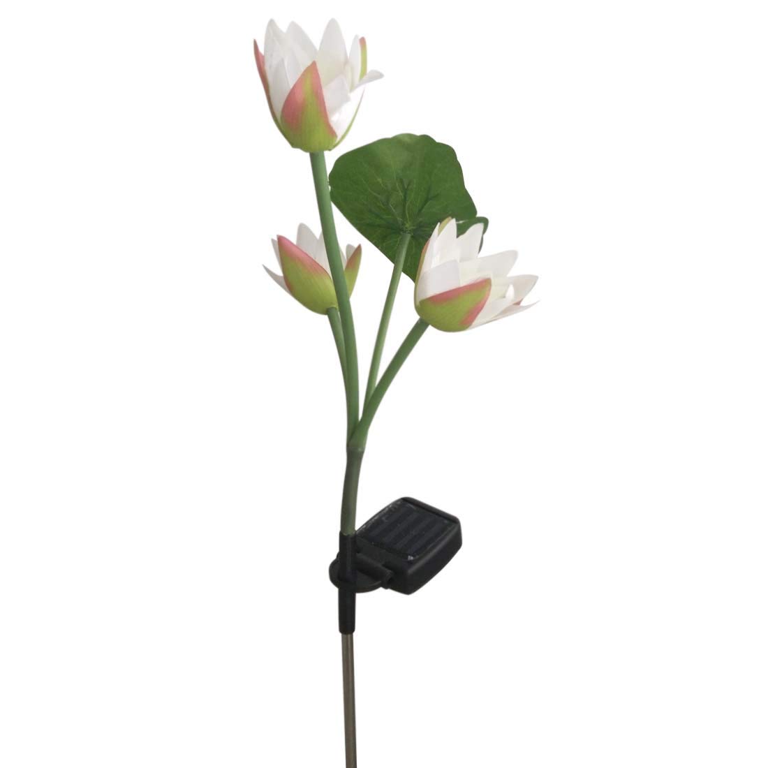 LED Solar Power Lotus Flower Landscape Light Night Lamp Outdoor Garden Yard Pathway Lawn Grassland Decoration White Light Color Auto On/Off