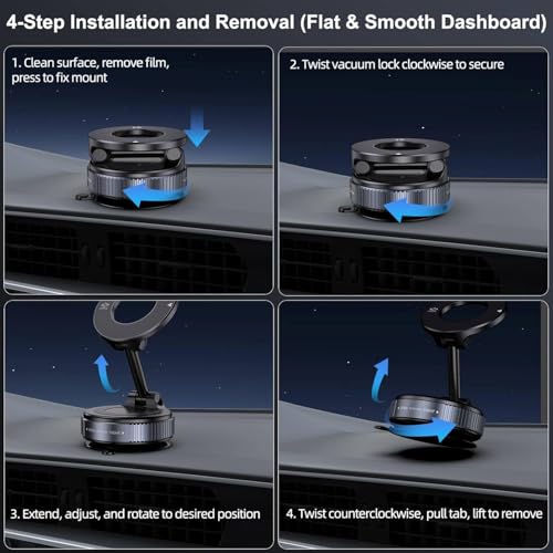 Image of Highdas Upgraded 360 Nano Gel Vacuum Magnetic Phone Holder, Car Mobile Holder for Magsafe[108+LBS Strongest Suction & 3000gf Strongest Magnetic], Suction Cup Phone Mount for Car /for iPhone & Android