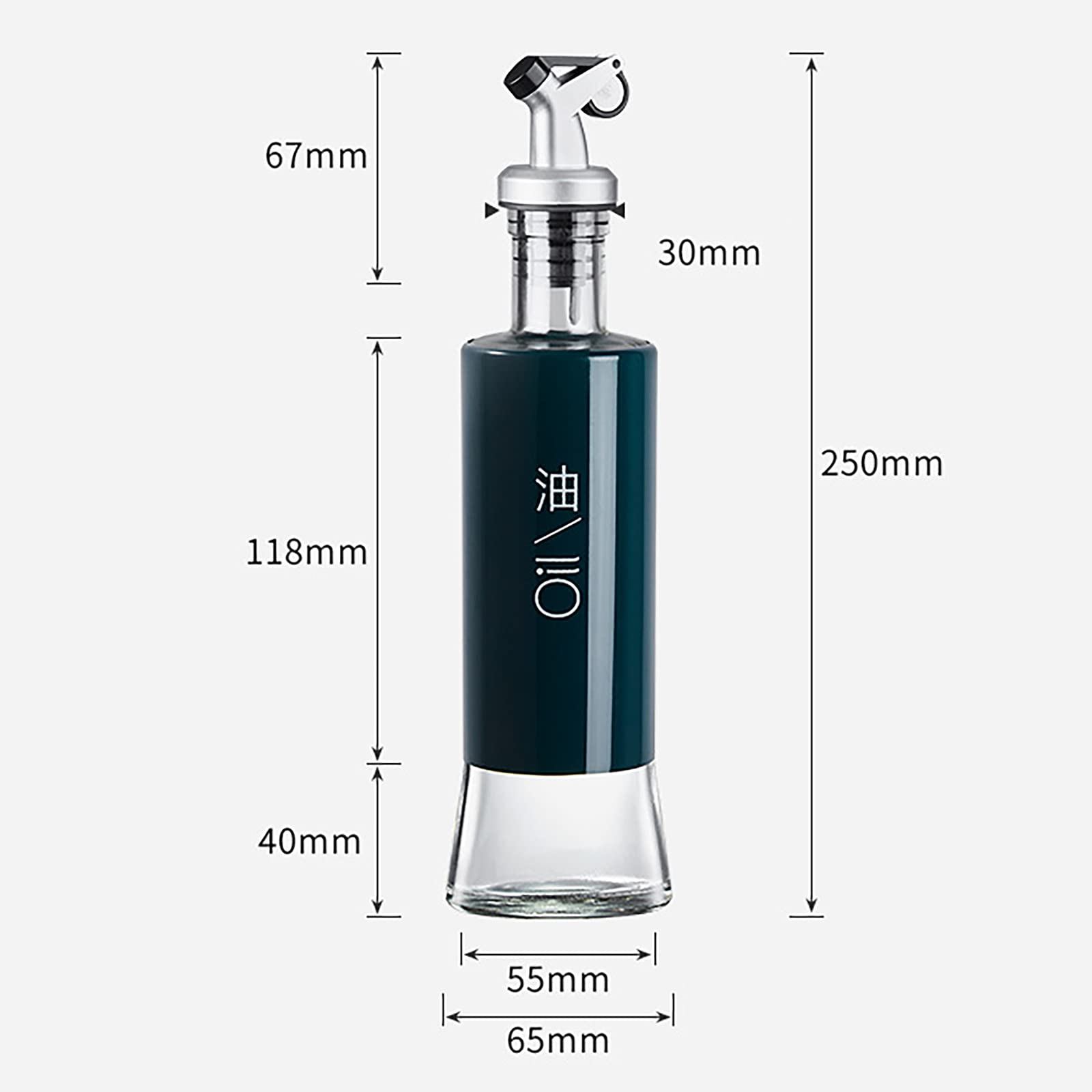 Frcctre Set Da 6 Bottiglie In Vetro Per Olio E Aceto 500 Ml - Verde Scuro Con Beccuccio Antigoccia In Acciaio Inox - Dispenser Da Cucina