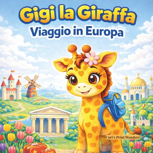 Gigi la Giraffa Viaggio in Europa!: Libro da colorare e attività per bambini 4-8 anni