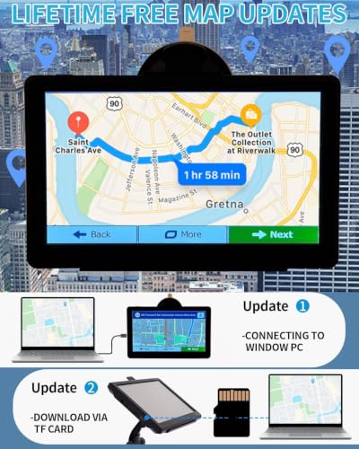 GPS Navigator for Car, Truck GPS with 7'' Touchscreen, Free Lifetime Updates, Car Navigation System with Turn-by-Turn Voice Guidance, Speed & Red Light Warning for All Cars (Black) - Image 3