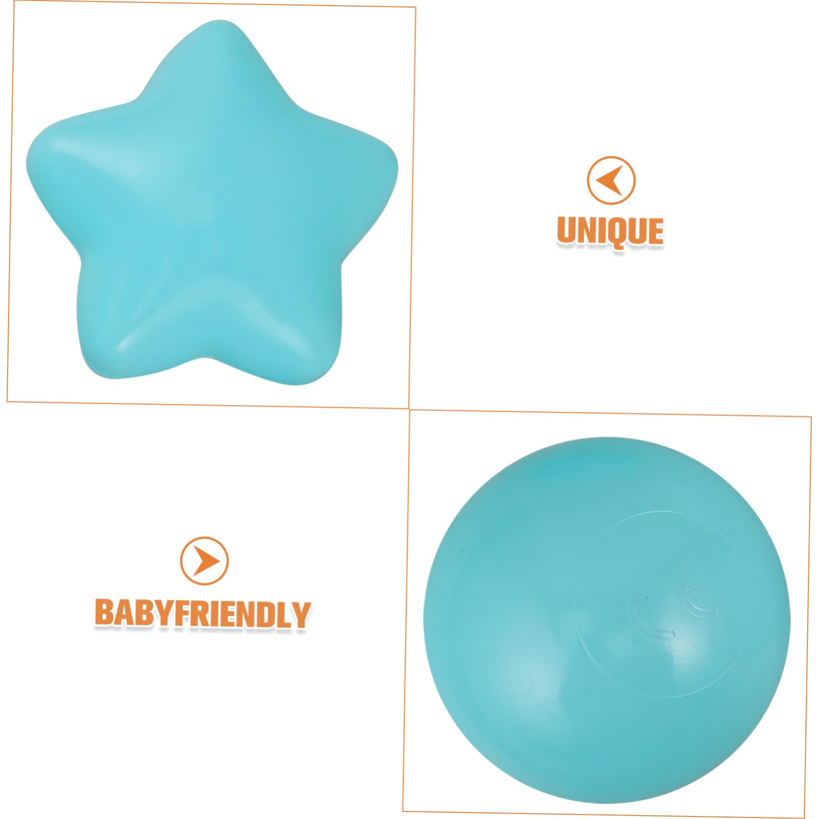 100 Pièces Boules océaniques colorées Boules Bleues pour Piscine à balles Boules océaniques Rondes Jouer aux stylos-Billes Petite Fosse à balles Boules en Forme d'étoile Plastique