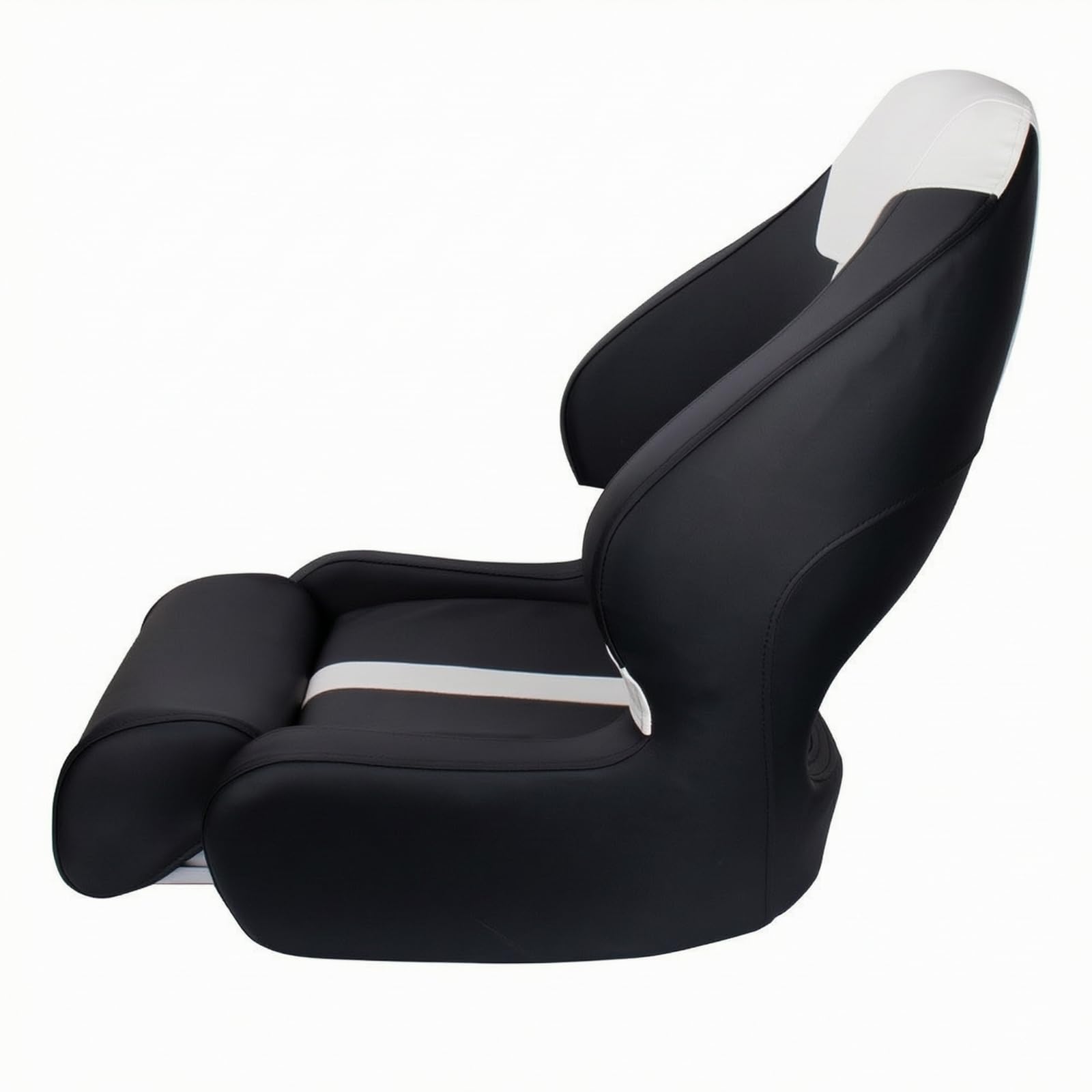 Sedile Timoniere Barca Sedile Timone Poltrona Nautica Sedia Guida Schienale Alto Pieghevole in PVC Marino Traspirante con Supporto Anteriore