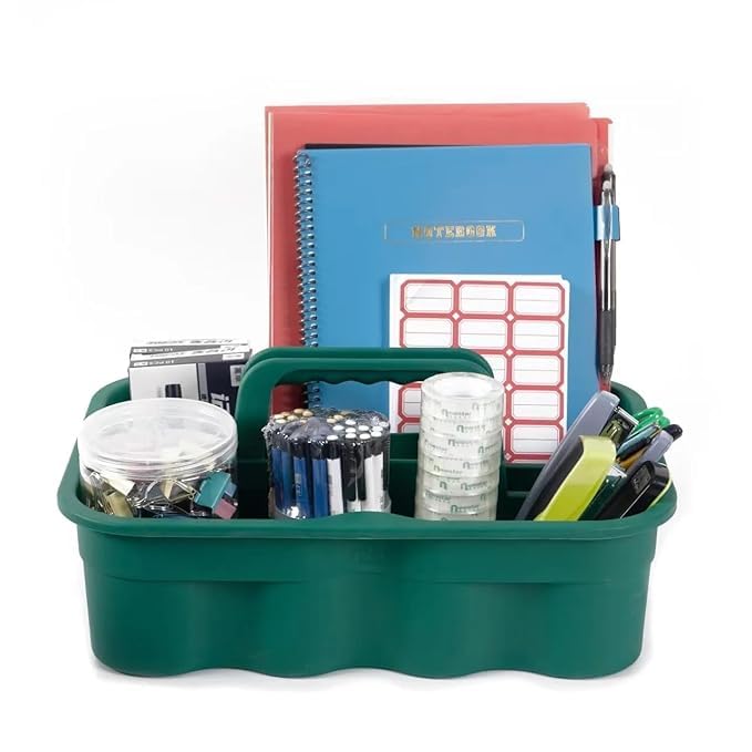 KR STORE™ Dual-Compartment Storage Caddy – Portable Organizer for Bathroom, Office & Cleaning Supplies – Green 1