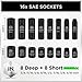 SWANLAKE GARDEN TOOLS 3/8'' Drive Impact Socket Set, 50-Piece Standard SAE (5/16 to 3/4 inch) and Metric (8-22mm) Size, 6 Point, Cr-V, 3/8-Inch Ratchet Handle, Extension Bar, Universal Joint