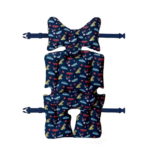Image of Motherly Baby Stroller Seat Cushion | Reversible and Universal Fit Pad for Strollers, High Chairs, Car Seats & Rockers | Soft, Breathable Pram Liner with Secure Straps & Safety Belt Slot