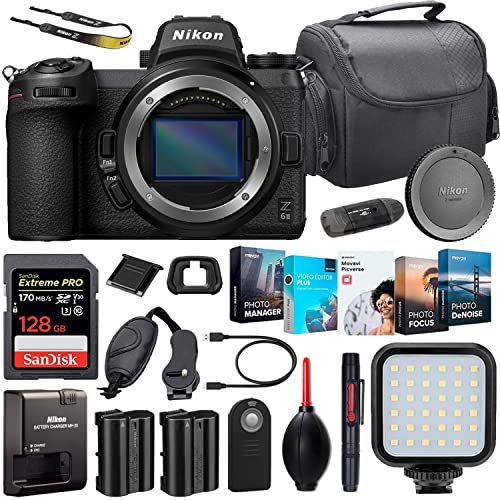 Camera Bundle for Nikon Z6 II Mirrorless Camera Body Only with Accessories Kit (128GB, Deluxe Case, LED Light, and More)