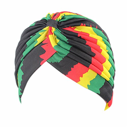 Qhome Women's Rasta Turban Indian Style Head Wrap Cap Hat Hair Cover Headband Various Print Design
