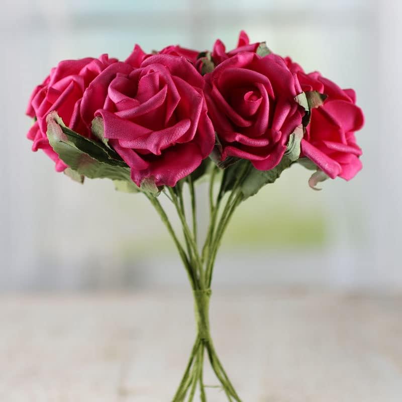 Factory Direct Craft Bundle of Key Lime Rose Stems - Bouquet of Foam Rose Flowers, Wedding Centerpiece, Home Decor, and Floral Arrangements (Size: 8-1/2" L)