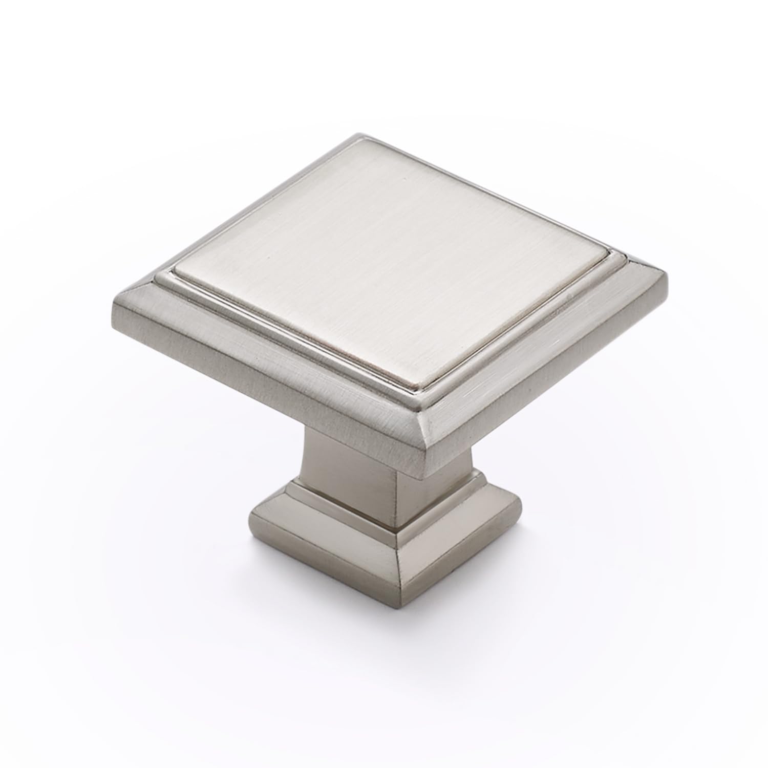 Ravinte 25 Pack 1-3/16 Inch Brushed Nickel Kitchen Square Cabinet Knobs Solid Drawer Pulls Satin Nickel Single Hole Kitchen Cabinet Hardware Knobs for
