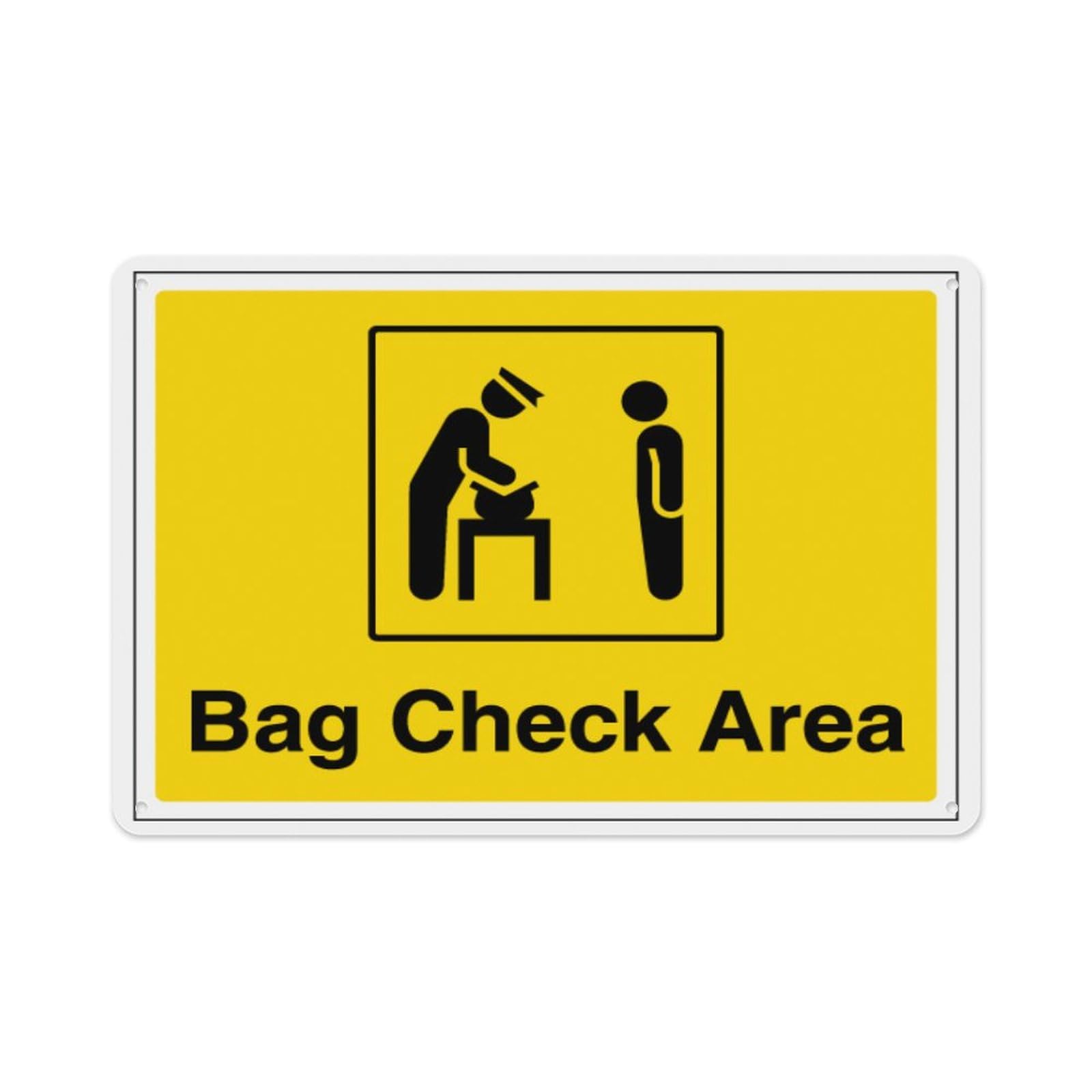 peiyeety Bag Check Area With Icon Aluminum Tin Warning Signs For Home Outdoor Garden 8X12 Inches