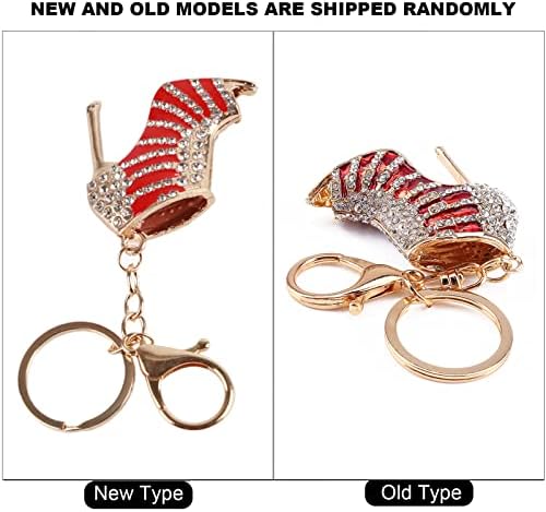 Fdit High Heel Keychain Keychain Rhinestone Crystal High Heel Shoe Lady Gift Stiletto Enamel Gold Pendent Key Purse Bag Keyring Chain