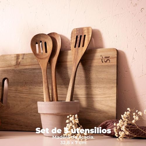 Poêles aluminium 16 20 24 cm bleu mat Well Home ustensiles cuisine bois acacia - 4