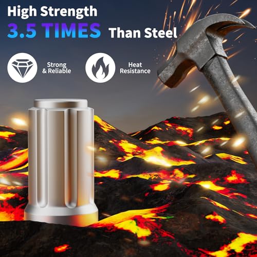 Image of Titanium Spline Lug Nuts M12x1.5-20pc Ultra Lightweight Closed End Wheel Nuts | High-Strength & Corrosion-Resistant Titanium Alloy | Includes 1 Socket Key | Nature Color for Customization