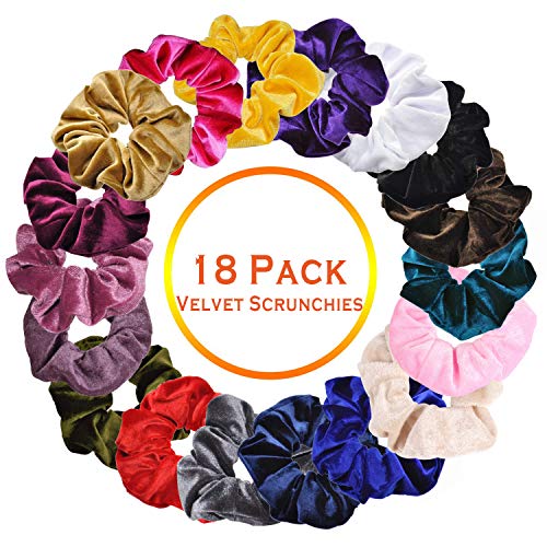 YsesoAi 18 Pieces Hair Scrunchies Velvet Elastics Scrunchy Bobbles Soft Hair Bands Hair Ties (18 Colors)