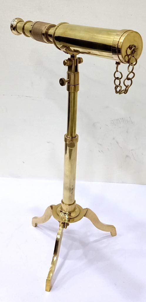 Vintage Messing-Teleskop auf Stativständer – Antiker Desktop & nautisches Spyglass für Heimdekoration und Outdoor-Abenteuer