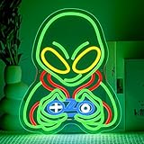 SIGNSHIP Alien Playing Game Neon Led, Alien Playing Game Luces Neon Regulable para Decoración, Letrero Led de Pared para Sala de Juegos, Guarida de Hombres, Habitación Infantil, Regalo para Chicos