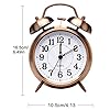 BHGWR Rétro réveil, Réveil de Chevet à l’Ancienne avec Double Cloche sans tic tac, Réveil Silencieux Vintage à Quartz analogique à Piles avec veilleuse pour Chambre Marron #5