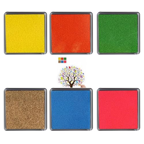 EceoThsy Set De Almohadillas para Sellos De Huellas Digitales, 6 Colores Vivos, para Artesanía Y Diseño Creativo, No Tóxico Y Sin Ácido, Bodas, Fiestas Y Celebraciones Especiales