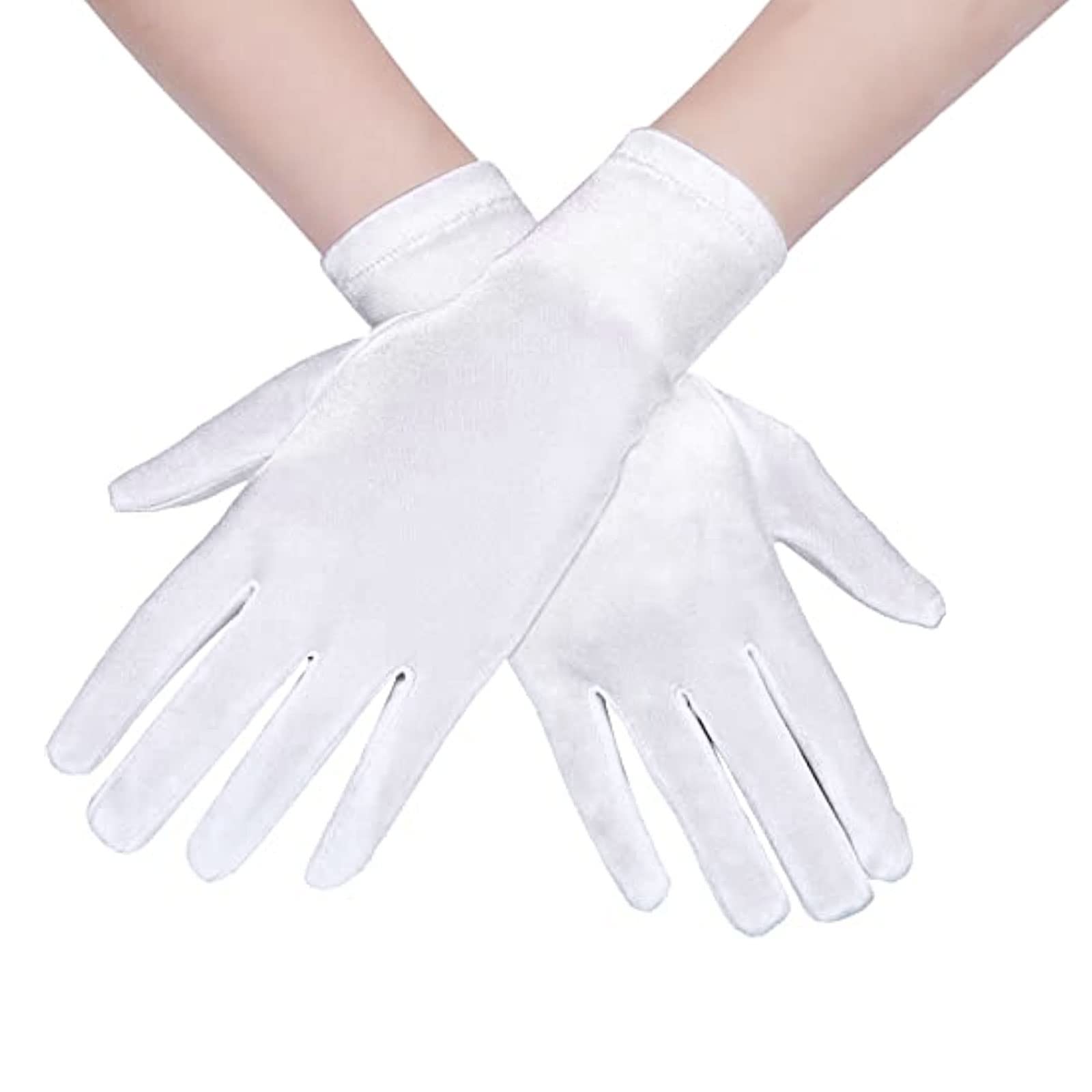 Feelorna Guantes de Ópera Cortos, Guantes de Satén de Noche hasta la Muñeca, Guantes de Disfraces Formales Vintage, Guantes de Mujer para Boda, Prom, Fiesta de Ópera