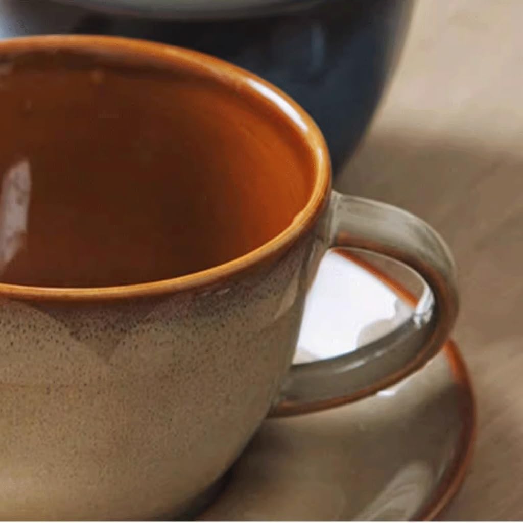 ENGENDER Tazas Cafe Taza De Café Y Platillo Retro For El Hogar Cerámica Creativa Mug Cups(E)