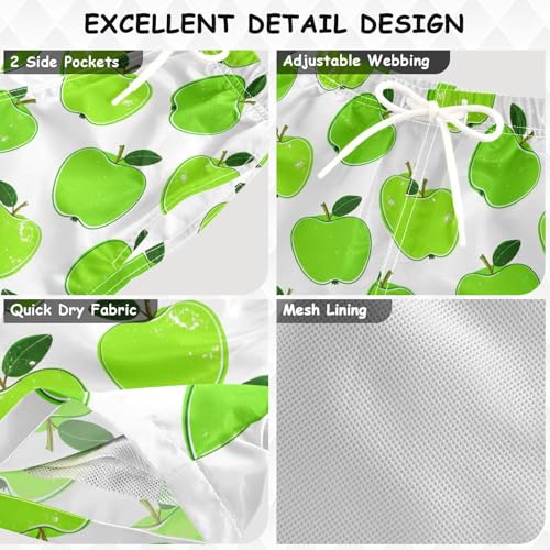 DOMIKING Green Fruits Leaves White Toddler Boys' Swim Trunks Mesh Lining Swim Shorts for Beach Pool Gym Adjustable Waist3