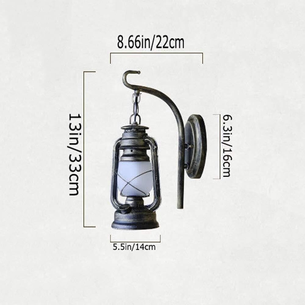 Rustykalna lampa ścienna nce, oprawa vintage z podstawą E27, z żelazkiem i szkłem, klosz, zamontowane oświetlenie do werandy garażu