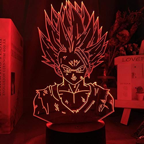 Dragon Ball Z Gohan figura decoración del dormitorio de los niños luz de la noche 3D regalo fresco para niños lámpara de ilusión led de anime-16 colores con control remoto Cover