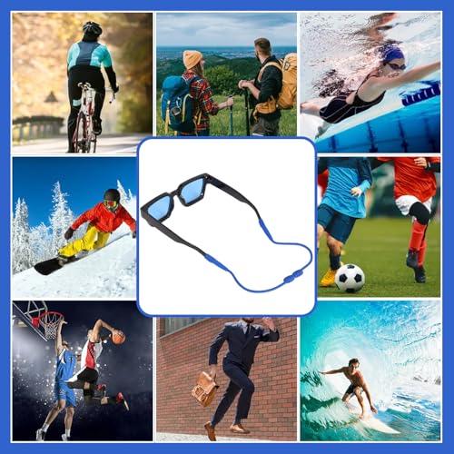PiqueGlo 3er-Pack Tailless Sunglasses Strap - Neck Glasses Holder, Sports Cord Eyeglasses Holder, Unisex Eyeglasses Strap Black Brown Blue Lanyard