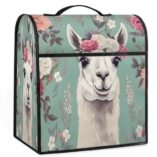 Coffee Maker Cover Flower Alpaca Kitchen Appliance Covers Small Appliance Covers Blender Cover Juicer Cover Dust Covers for Kitchen Appliances with Top Handle and Pockets,Washable,B580