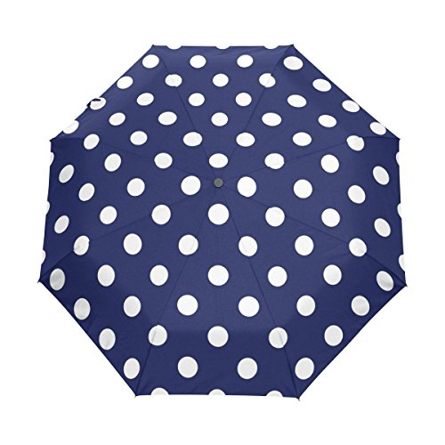 YICOCO White Polka Dot Auto Umbrella Polyester Pongee Umbrella