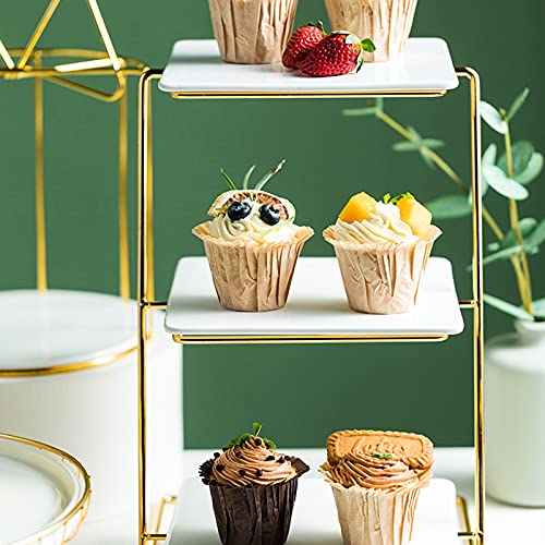 Alzata per torte in ceramica con espositore in ferro battuto a 3 livelli per matrimoni e feste, elegante vassoio per cupcake per esporre torte