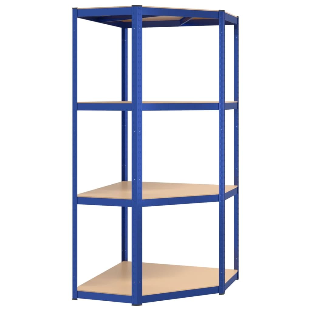 Générique Étagère d'angle à 4 Niveaux Bleu Acier et Bois d'ingénierie,Entreprise & Industrie,Stockage Industriel,Étagères industrielles,Bleu,12.77 KG,152852