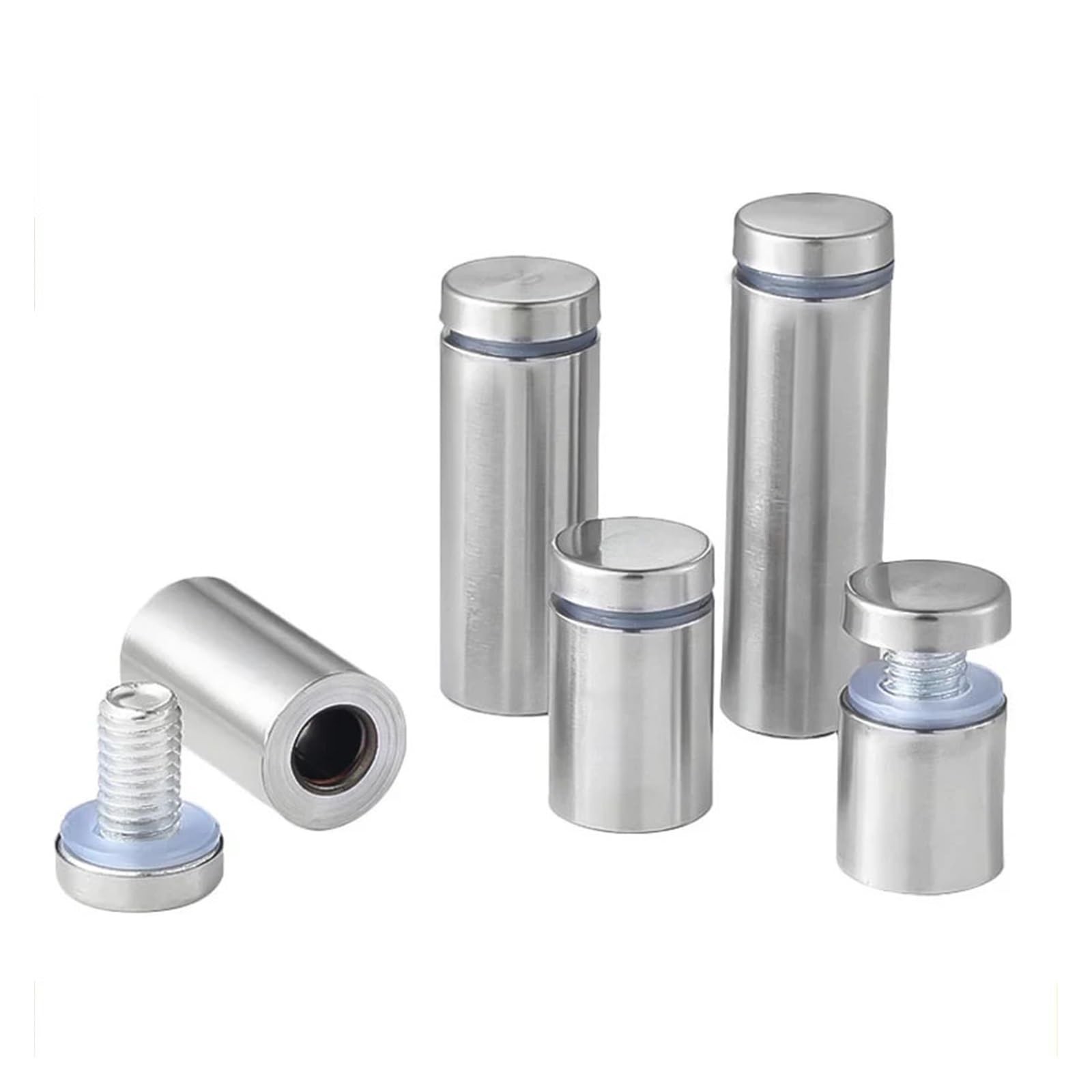 Soportes de aluminio, Tornillos de fijación separadores acero inoxidable for letreros vidrio, varios tamaños(60pcs,D12x100mm)