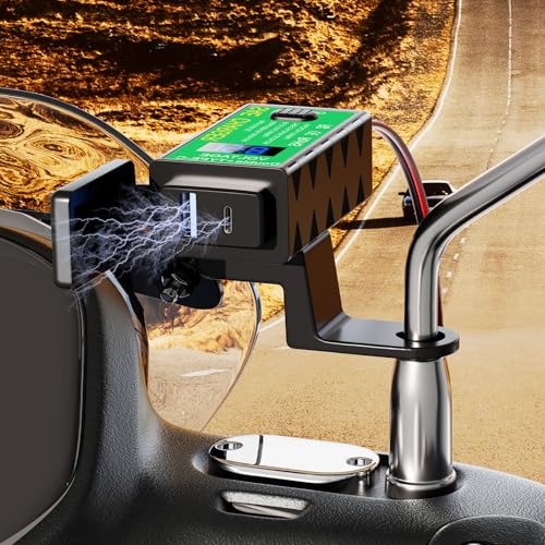 image for YONHAN Motorcycle Phone Charger, Total 60W 6.8A Dual USB Type C PD & Q