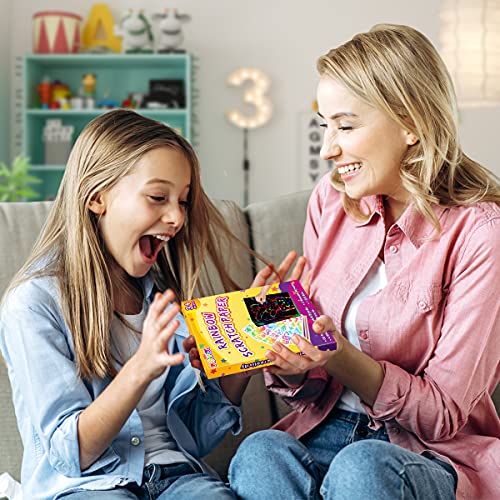 Pigipigi Scratch Paper Art For Kids - 60 Pcs Rainbow Magic Scratch Off Art Crafts Set Supply Drawing Note Kit For Girls Boys Toddler Party Favor Activity Game Birthday Christmas Easter Toy Gift #TOP1