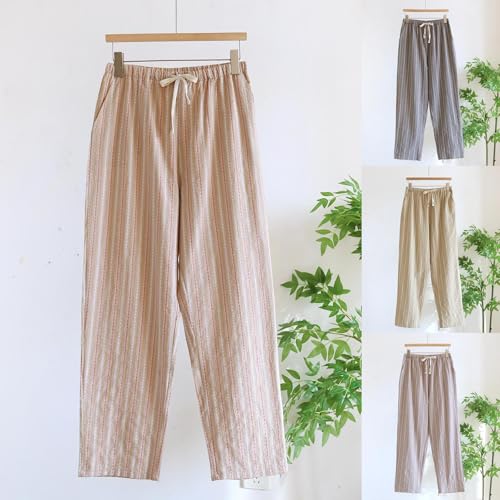 Cambkatl Men's Cotton Striped Pajama Pants Comfy Elastic Waist Lightweight Pjs Bottoms Sleepwear Lounge Pants with Pockets2
