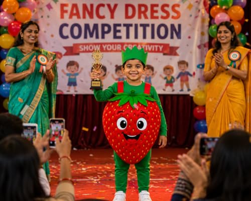 Image of Raj Costume Kids Fruit & Vegetable Fancy Dress Costume | Soft Felt Fruit and Vegetable Cutout Costume for Boys & Girls | School Annual Function