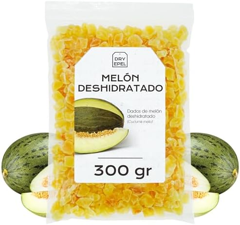 Melon Deshidratado con Azucar 300 gr - Melon Seco Cortado en Dado...