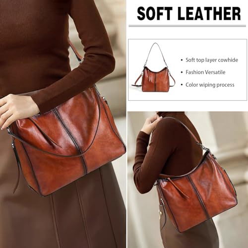 Women's leather retro shoulder bag largeHOBO bag crossbody bag3
