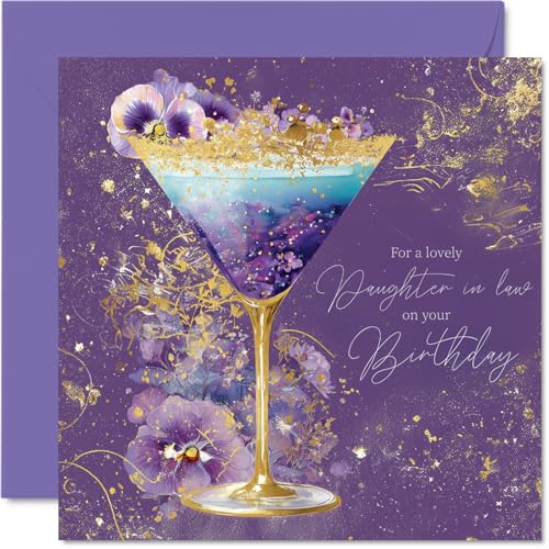 Gold Daughter in Law Birthday Card Golden Cocktail